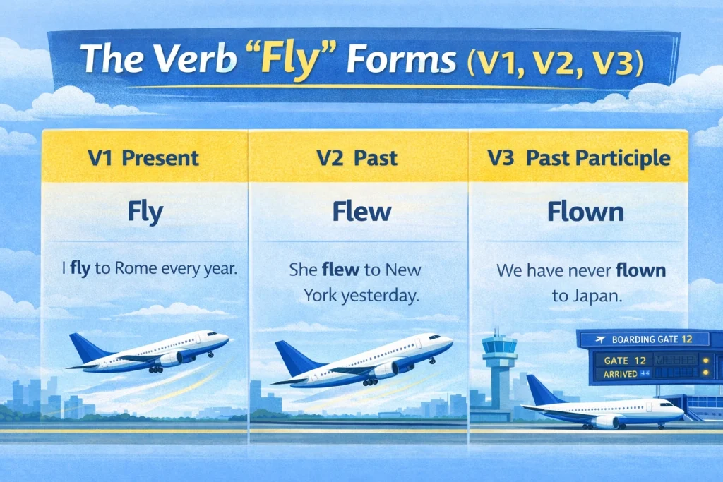 fly verb forms v1 v2 v3