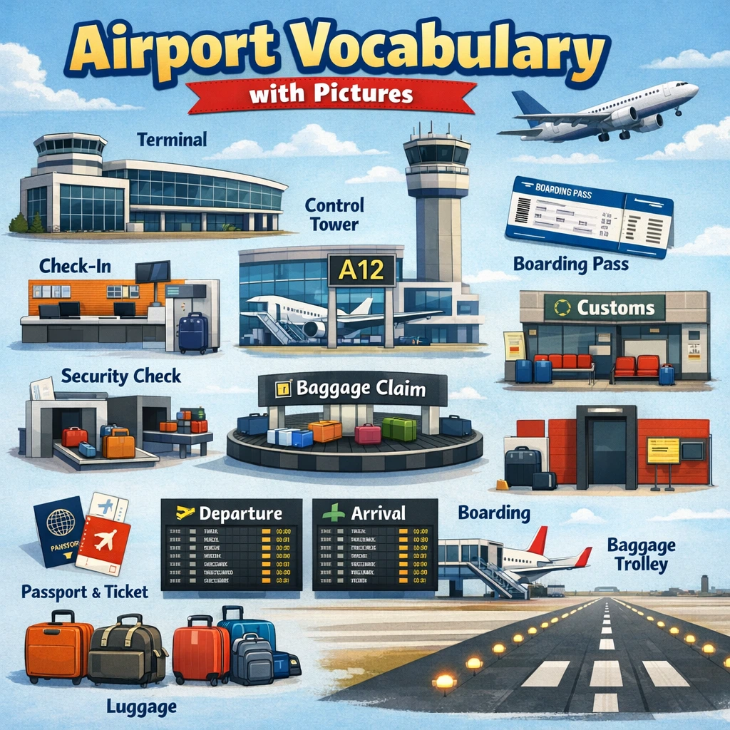 airport vocabulary with pictures