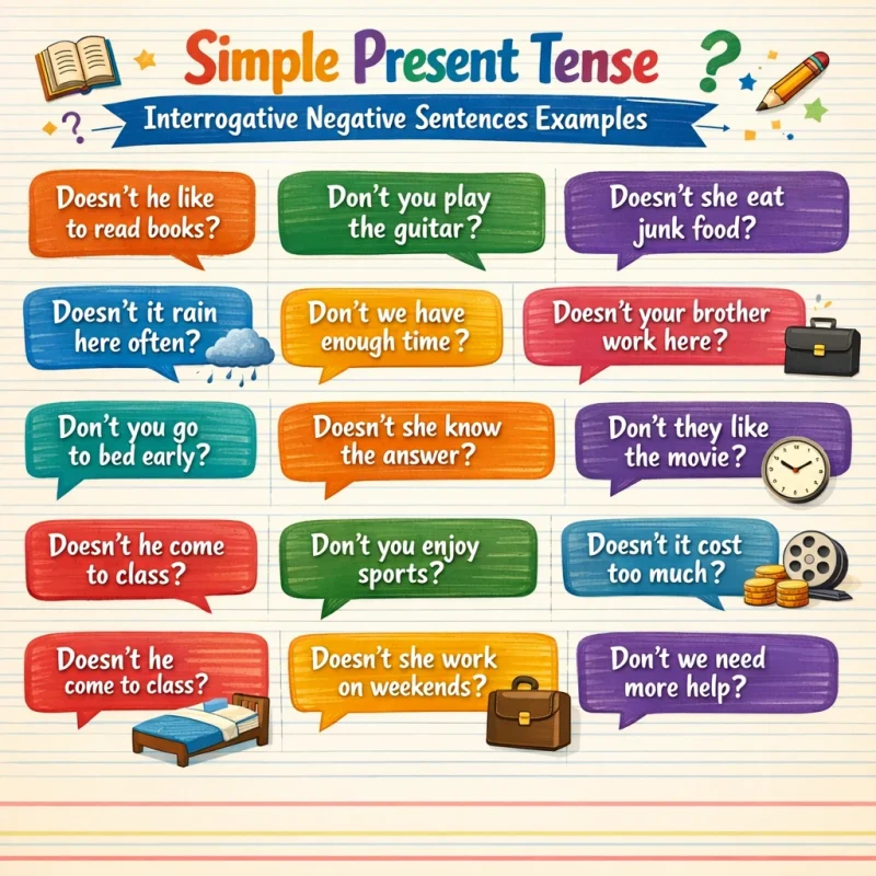 simple present tense interrogative negative sentences examples