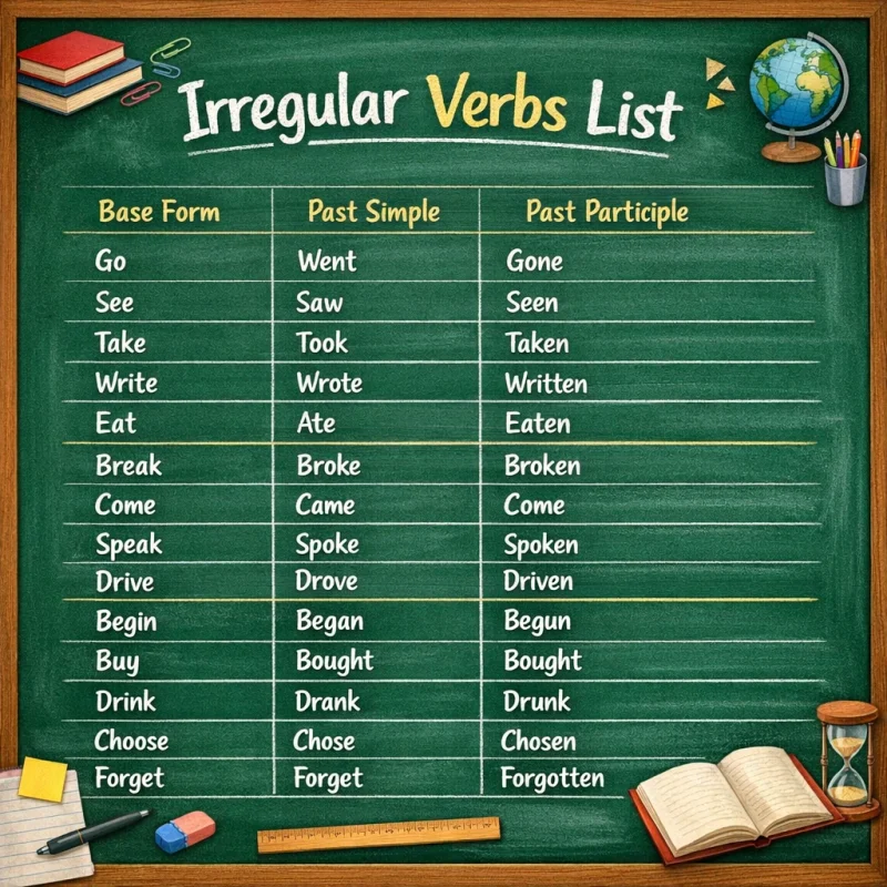 Irregular verbs list